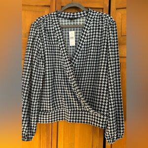 Ann Taylor Factory Navy  NWT houndstooth blouse